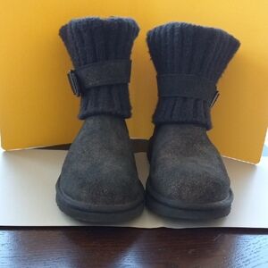 UGG CAMBRIDGE BlackSuede Knit Cuff Boots